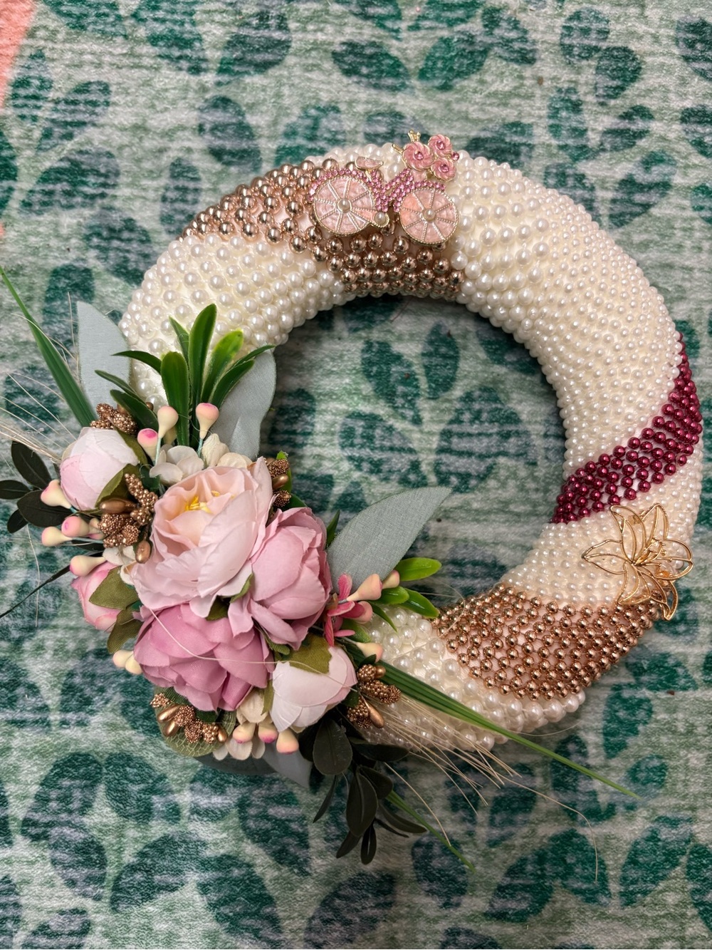 Pearl & Rose Pink Decorative Accessory Wreath